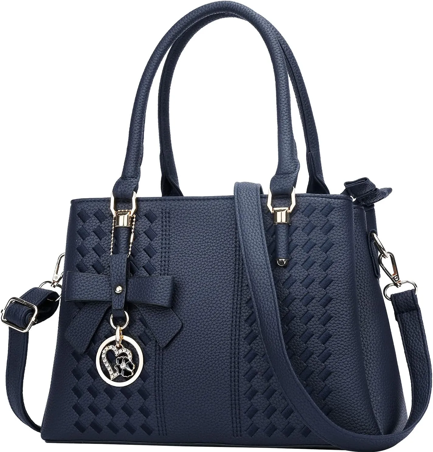 KKXIU Women Satchel Bags Handle Shoulder Handbags and Purses Pockets Zipper Leather Crossbody Bags