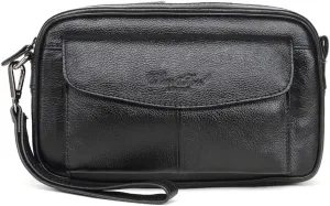 KPYWZER Leather Clutch Purse Wallet Men Wrist Bag