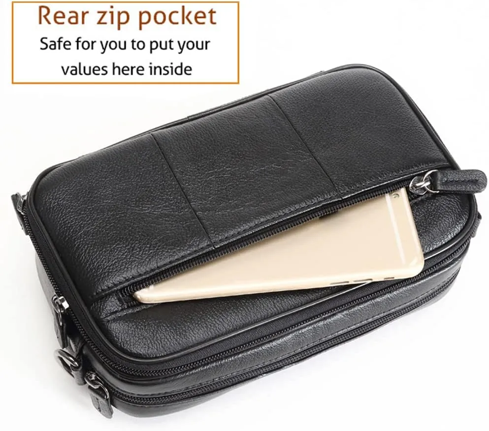 KPYWZER Leather Clutch Purse Wallet Men Wrist Bag