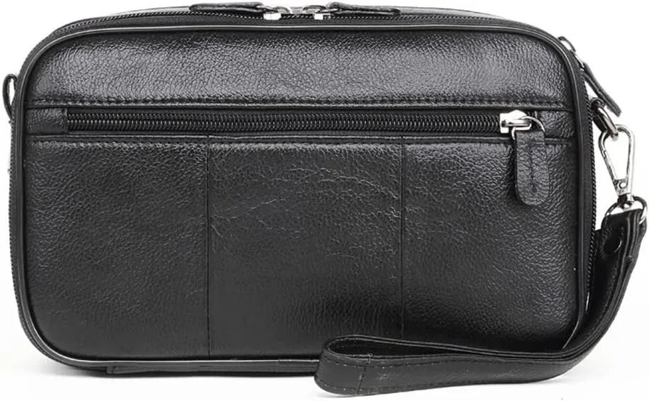 KPYWZER Leather Clutch Purse Wallet Men Wrist Bag