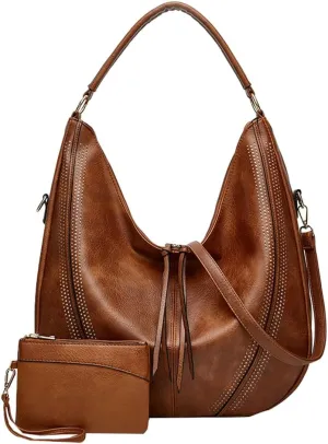 Large Crossbody Bags for Women Vintage Vegan Leather Shoulder Handbags Purse and Wallet Set Casual Totes Hobo Purses