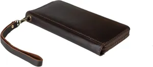 Leather Wristlet Clutch Wallet for Women (3 Dark Brown)