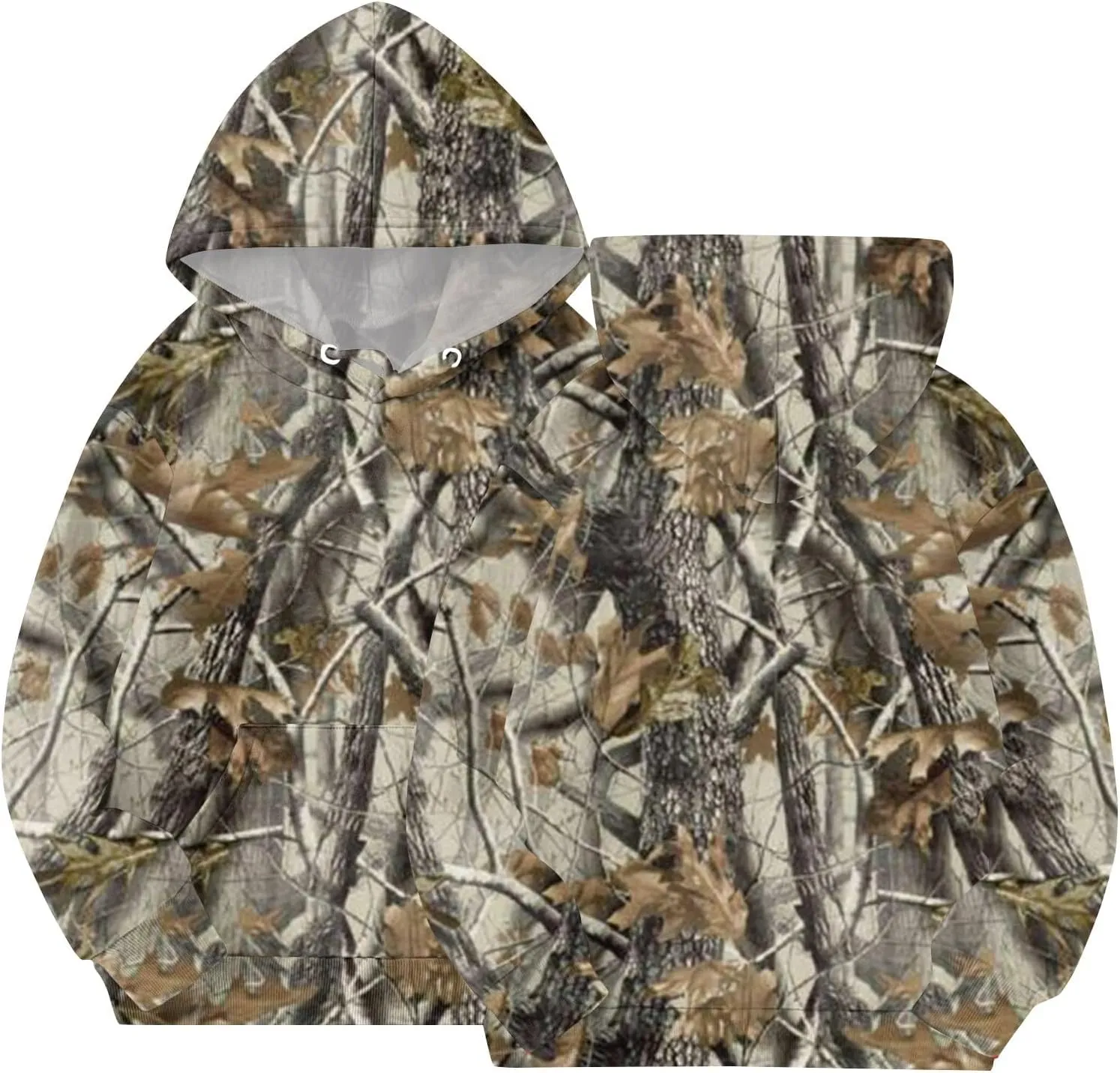 Light Camo Hoodies for Teen Girls Cute Sweatshirt Maple Leaf Print Oversized Fleece Sweatshirts Pullover Tops with Pocket