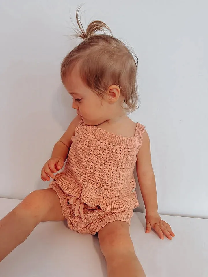 Lilla Hjärtat - Crochet Tie Top | Dusty Pink