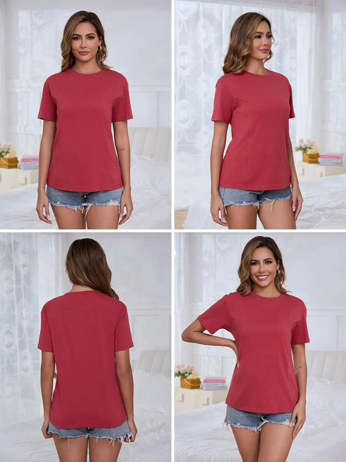 Liu & Qu 3-Pack Breastfeeding Shirts for Women with Hidden Zippers Short Sleeve Maternity Nursing Tops