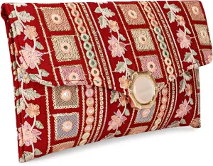 LONGING TO BUY Handcrafted Sling Bag Foldover Clutch For Women, Jaipuri Handicraft Sling Bag For Women