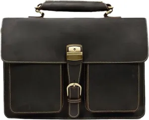 Luxury 100% Genuine Leather Men 15.6" Briefcase Cow Leather Laptop Bag Vintage Shoulder Bag Computer Bag