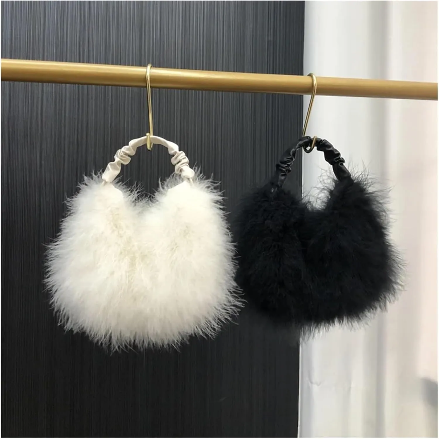 Luxury Ostrich Feathers Brand Dinner Evening Bags For Women Wedding Party Clutches Tote Bag Ladies Small Handbag Purse