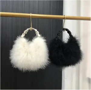 Luxury Ostrich Feathers Brand Dinner Evening Bags For Women Wedding Party Clutches Tote Bag Ladies Small Handbag Purse