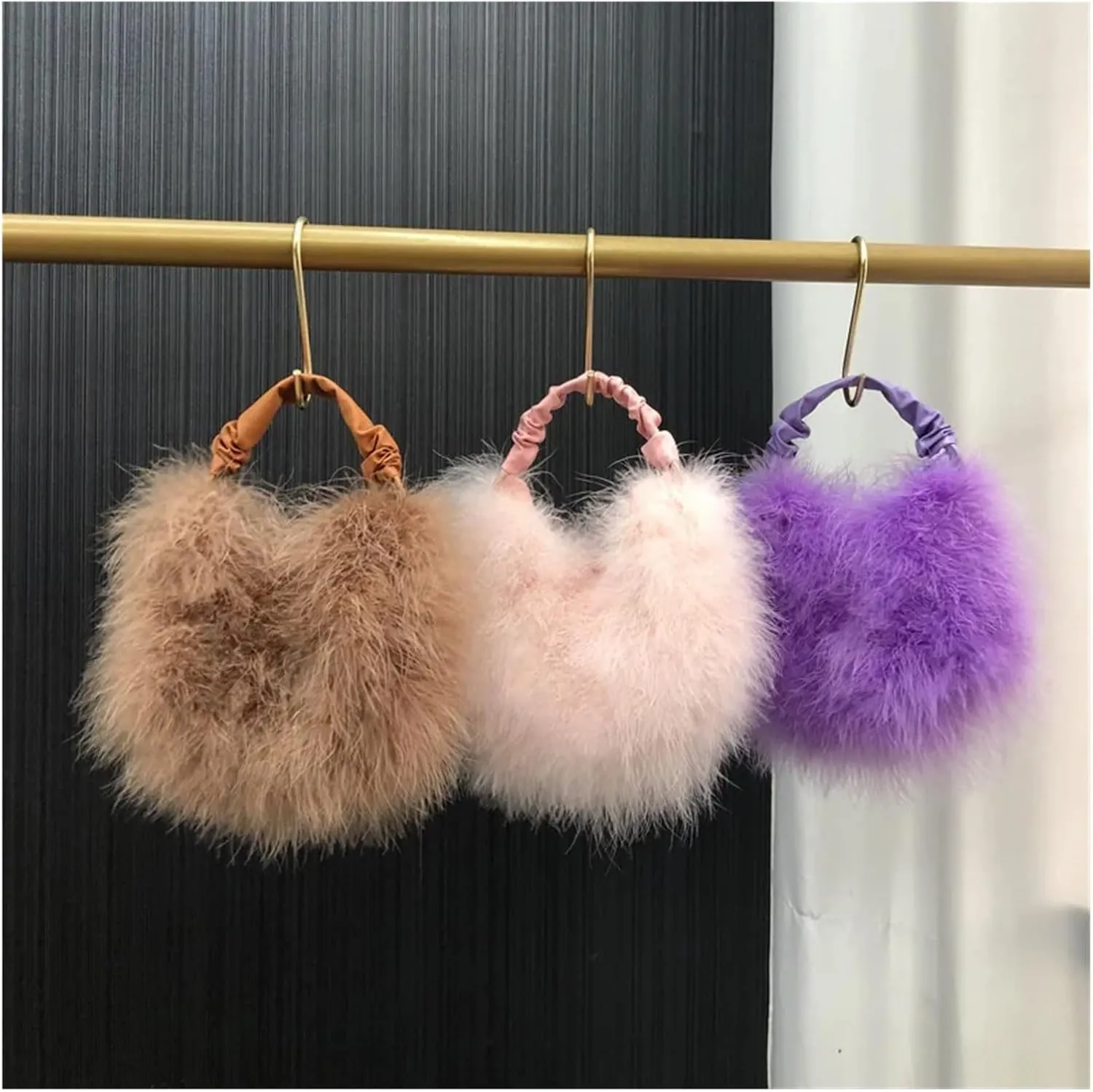 Luxury Ostrich Feathers Brand Dinner Evening Bags For Women Wedding Party Clutches Tote Bag Ladies Small Handbag Purse