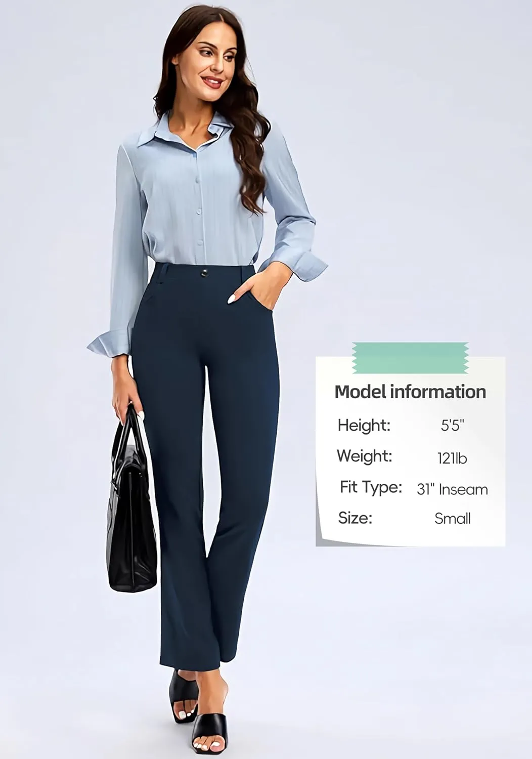 M MOTEEPI Women's High Waisted Stretchy 29"/31" Bootcut Pull On Dress Pants Office Business Casual Work Pants