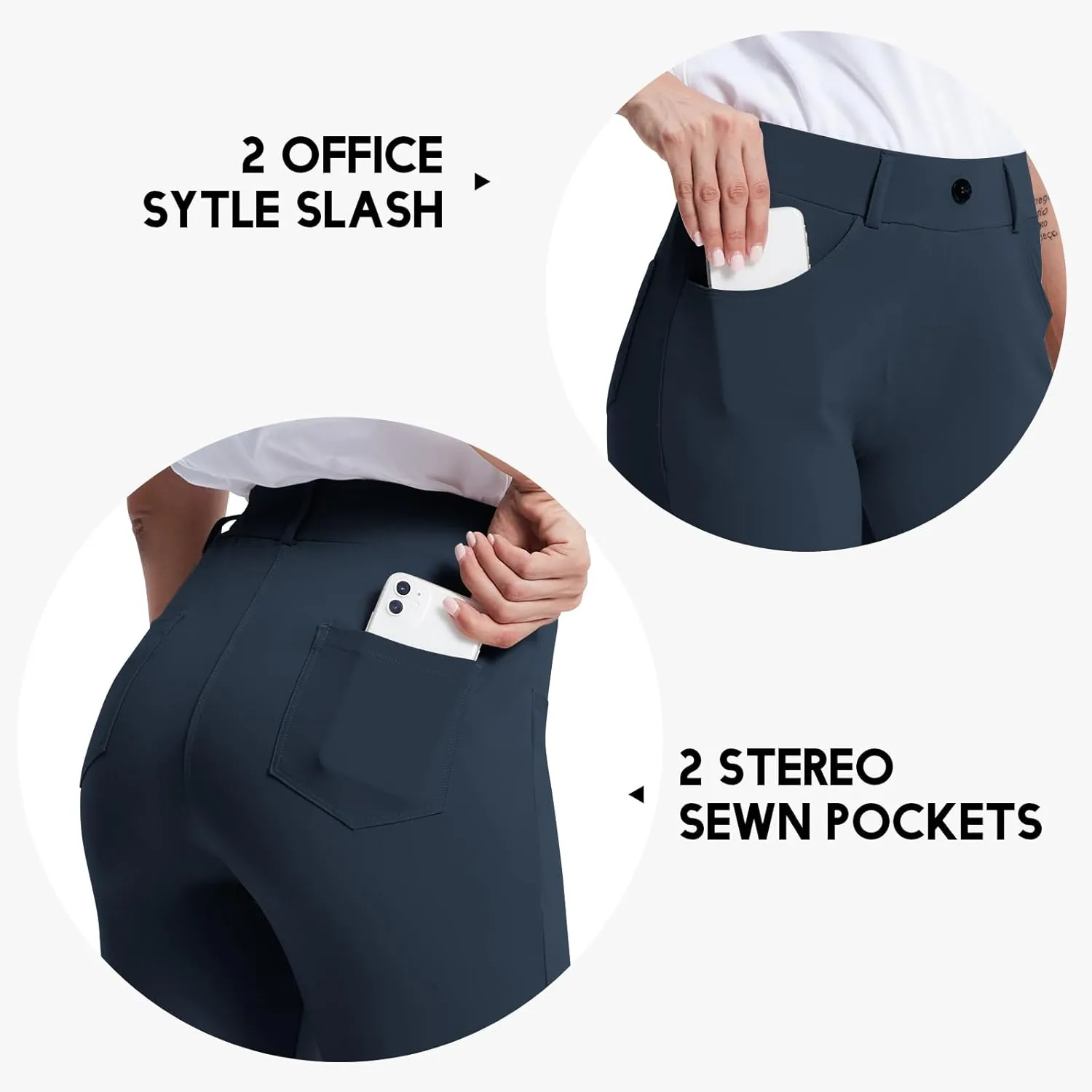 M MOTEEPI Women's High Waisted Stretchy 29"/31" Bootcut Pull On Dress Pants Office Business Casual Work Pants