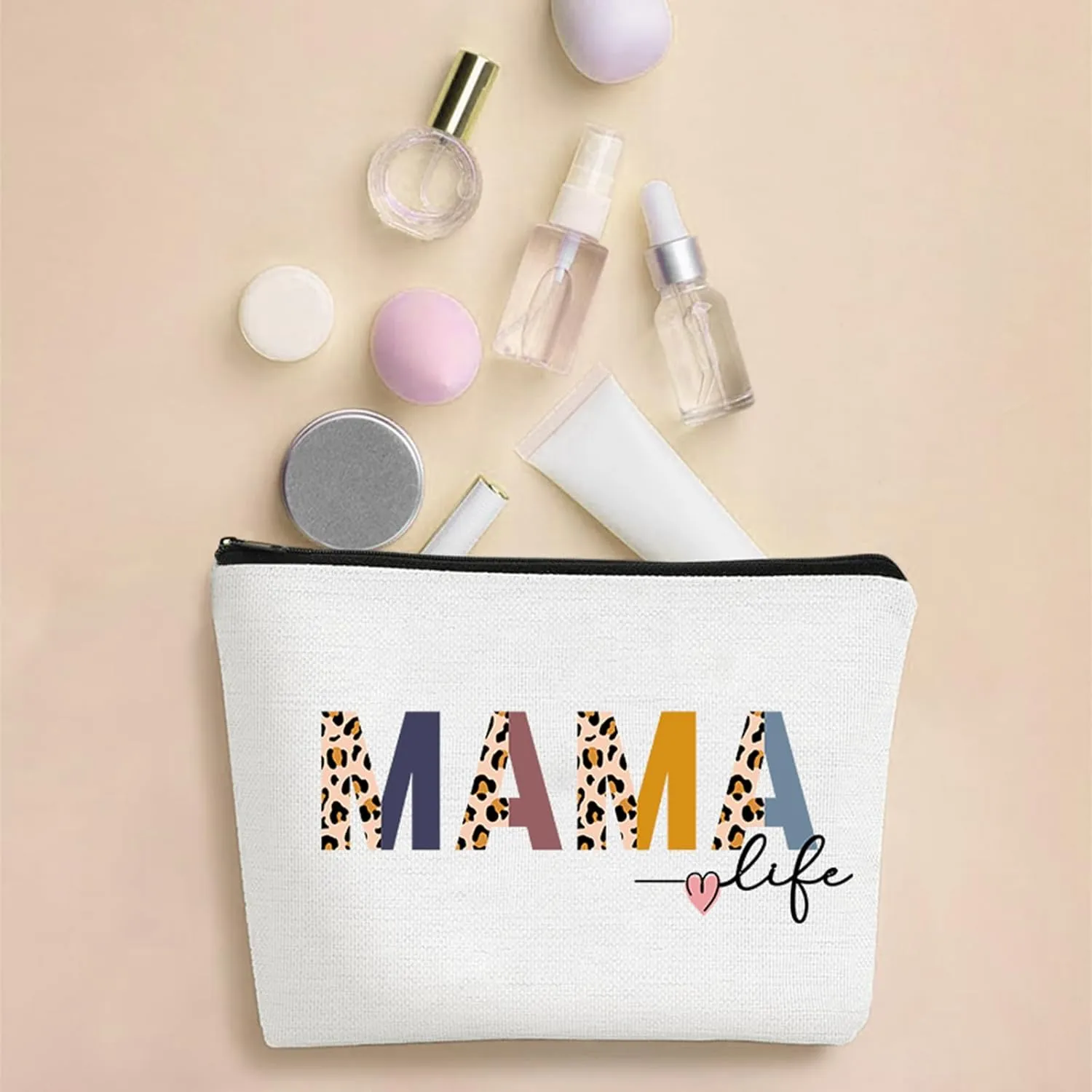 Mama Gift Tote Bags - 2pc Mother's Day Gifts Set for Mom Personalized Boho Leopard totes Hangbag with Canvas Makeup Bag for Women Lovers Her Appreciation Birthday Party Storage Present Suit