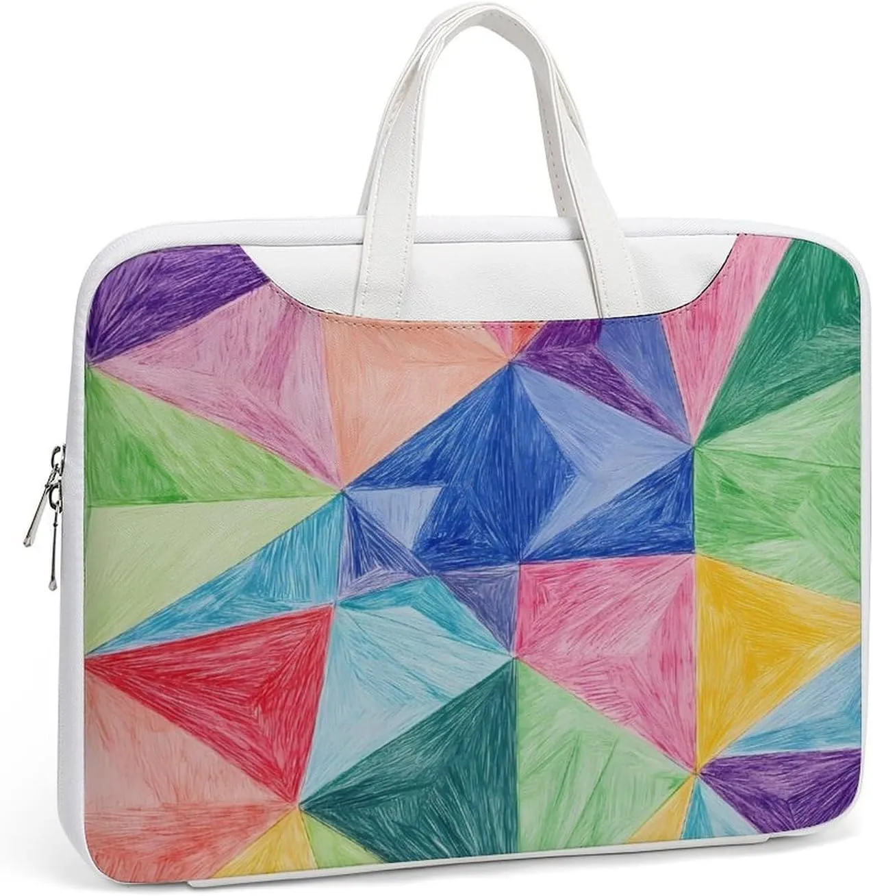 Math Geometric Triangle Graffiti Leather Bag Laptop Case Slim Water Resistant Computer Bags with Handle Briefcase for Work