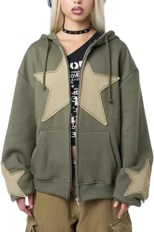Meiweileya Women's Y2k Grunge Skull Graphic Zip Up Hoodies Emo Goth Skeleton Jacket Long Sleeve