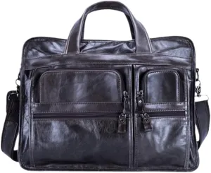 Men Genuine Leather Briefcase Laptop Casual Business Tote Shoulder Crossbody Bag Handbags Large Travel Bag