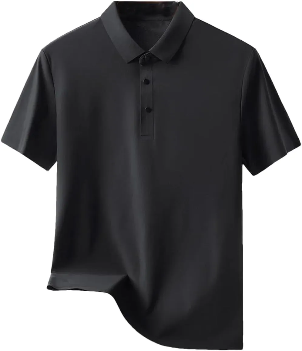 Men Slim Fit Polo Shirts Men Quick Dry Short Sleeve T-Shirt Ice Silk Quick Dry Fit Sports Tee