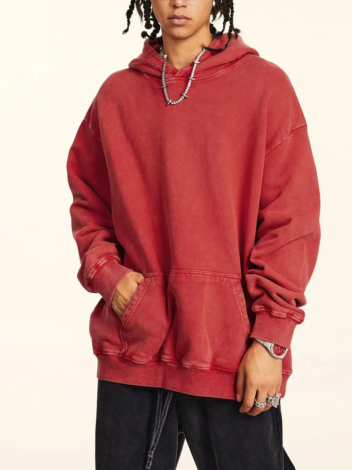 Mens Acid Wash Hoodie Vintage Casual Streetwear Overasized Hoodies Unisex Pullover Heavyweight Hooded Sweatshirt H0211