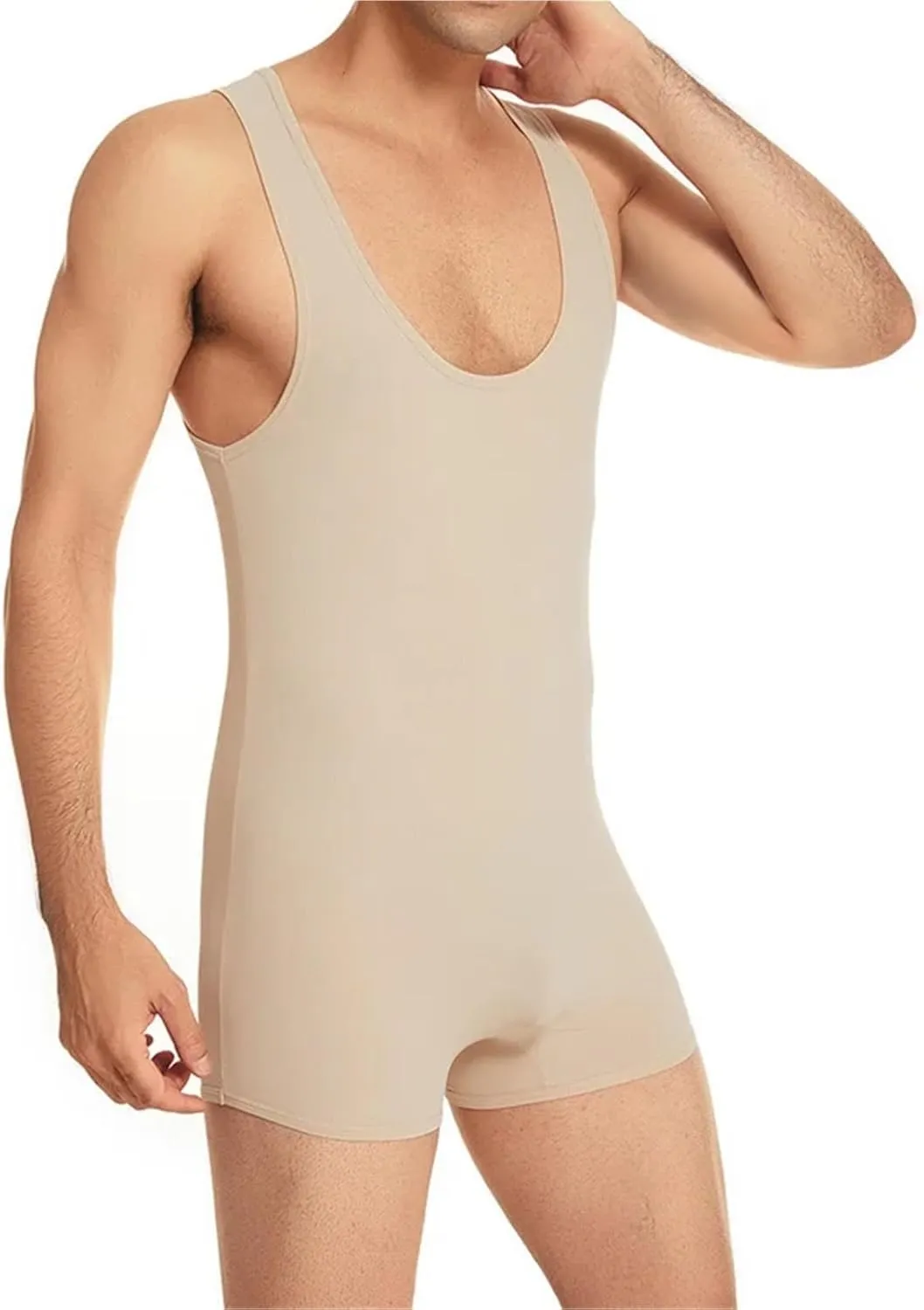 Mens Bodysuits Sexy Men Undershirts Gym Sport Fitness Jumpsuits Wrestling Singlet One-Piece Leotard Elastic Seamless