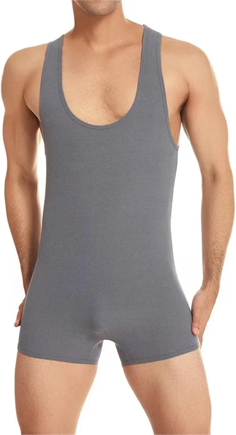 Mens Bodysuits Sexy Men Undershirts Gym Sport Fitness Jumpsuits Wrestling Singlet One-Piece Leotard Elastic Seamless