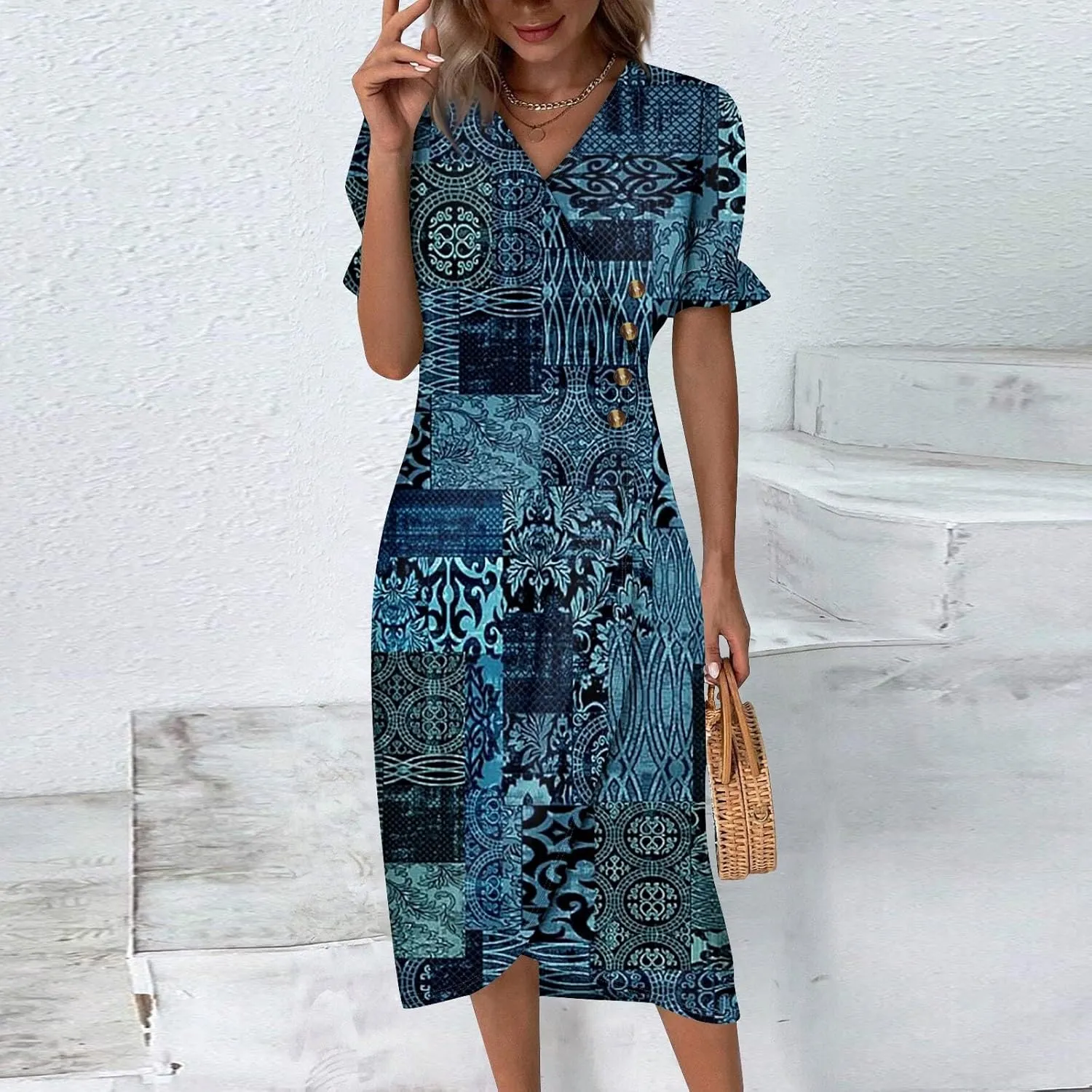 Midi Dresses for Women Dress Women Puff Sleeve Women Dresses for Special Occasions Summer Fitted