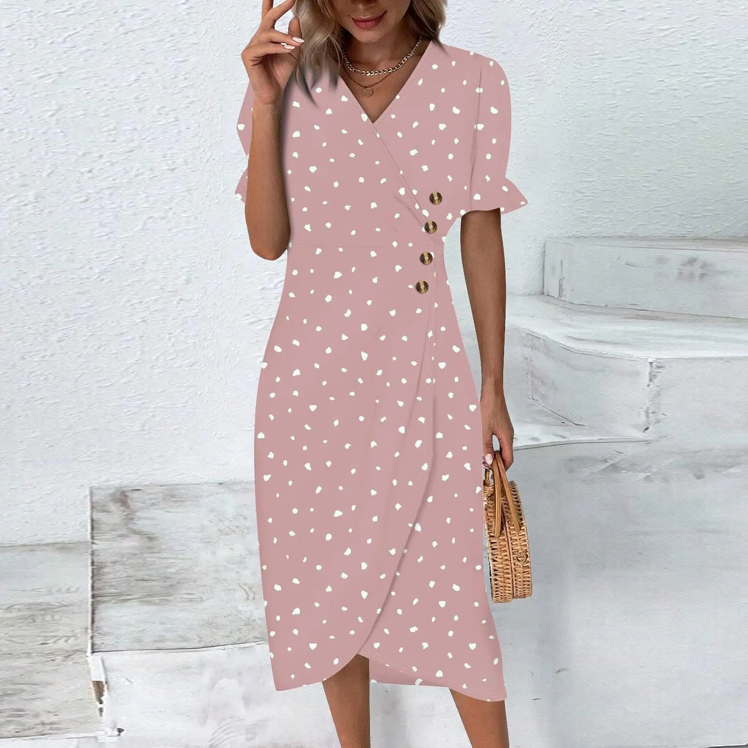 Midi Dresses for Women Dress Women Puff Sleeve Women Dresses for Special Occasions Summer Fitted
