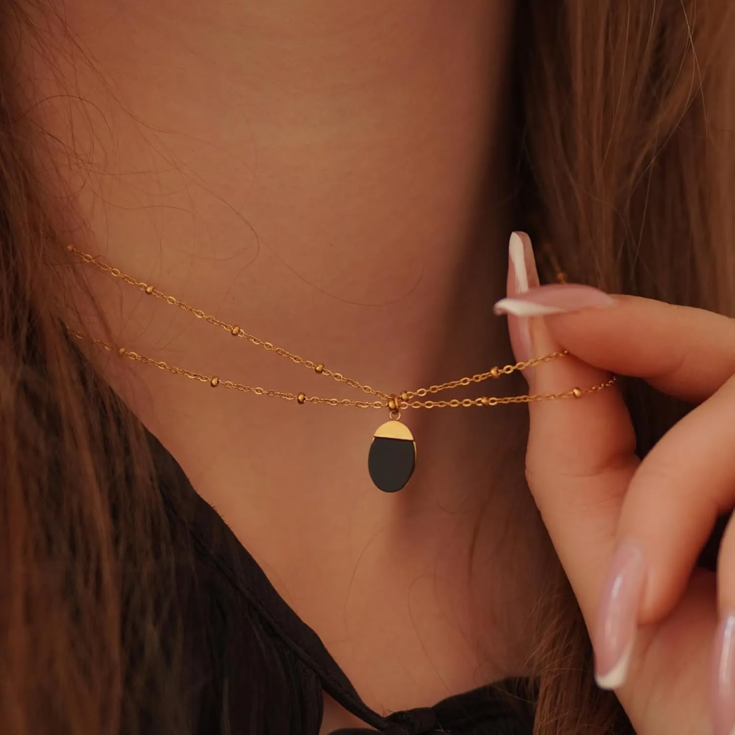 Milan Chiva 14K Gold Plated Necklace for women, Dainty Trendy Non Tarnish Pendant Charm Necklaces Fashion Jewelry for Women Waterproof