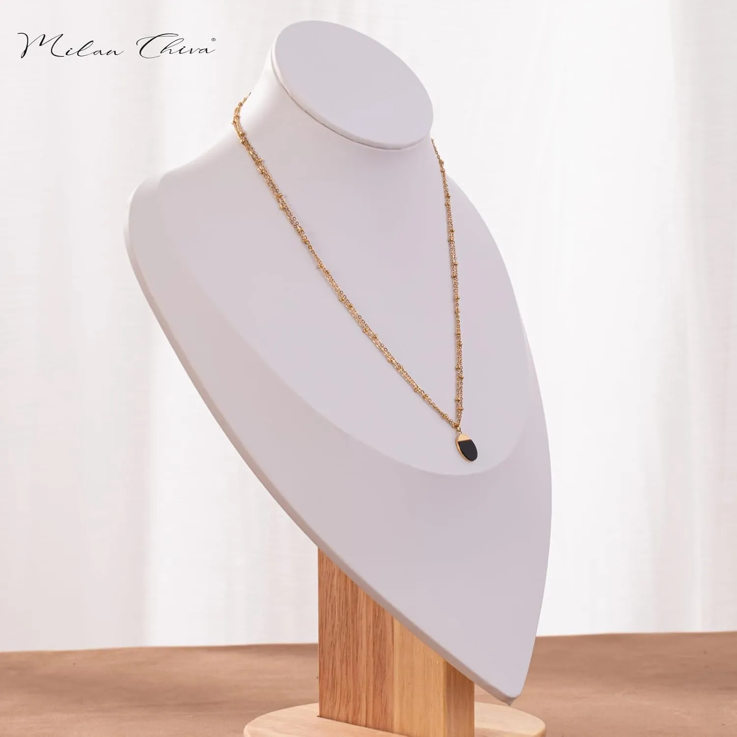 Milan Chiva 14K Gold Plated Necklace for women, Dainty Trendy Non Tarnish Pendant Charm Necklaces Fashion Jewelry for Women Waterproof