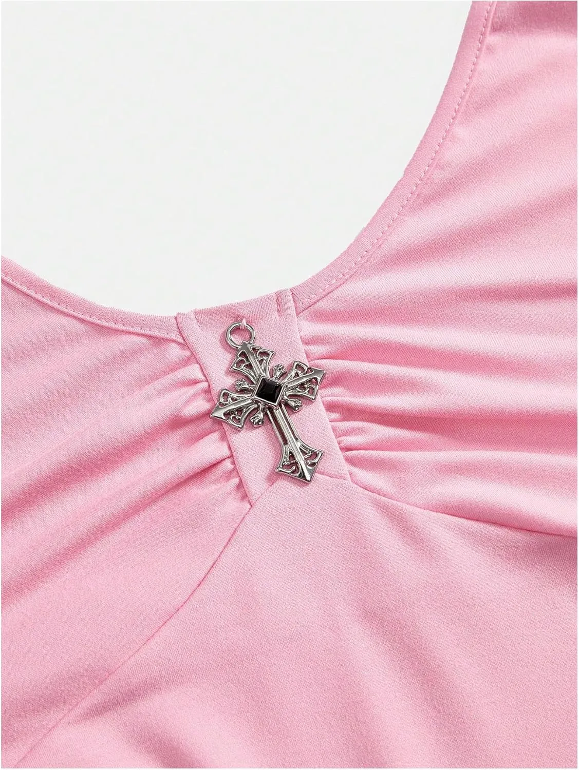 Milumia Women's Punk Tie Backless Halter Dress Y2k Ruched Layered Ruffle Hem Mini Dresses