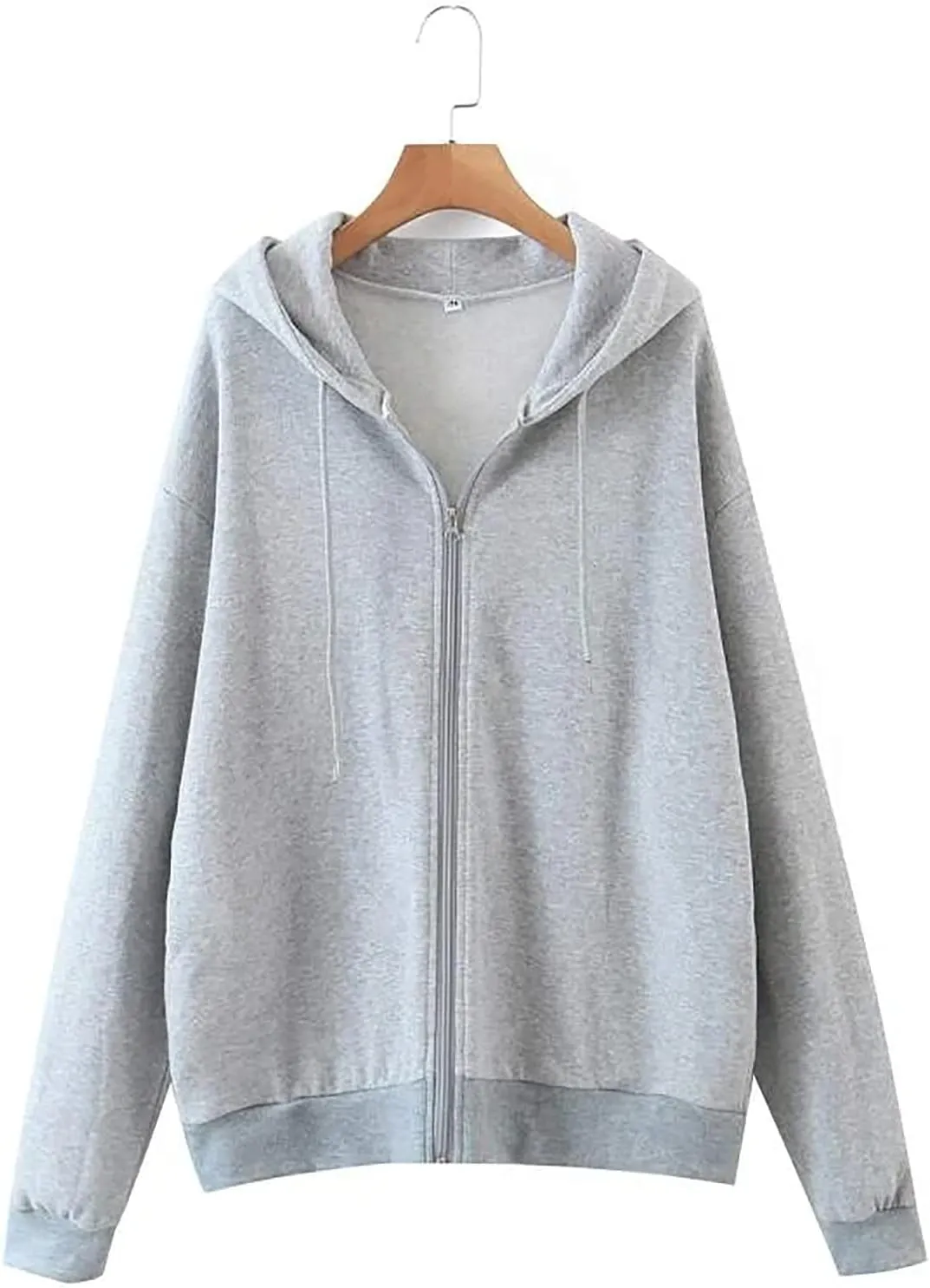 MISSACTIVER Womens Vintage Solid Drawstring Hoodies Zip Up Oversized E-girl 90s Sweatshirt Basic Jacket With Pockets