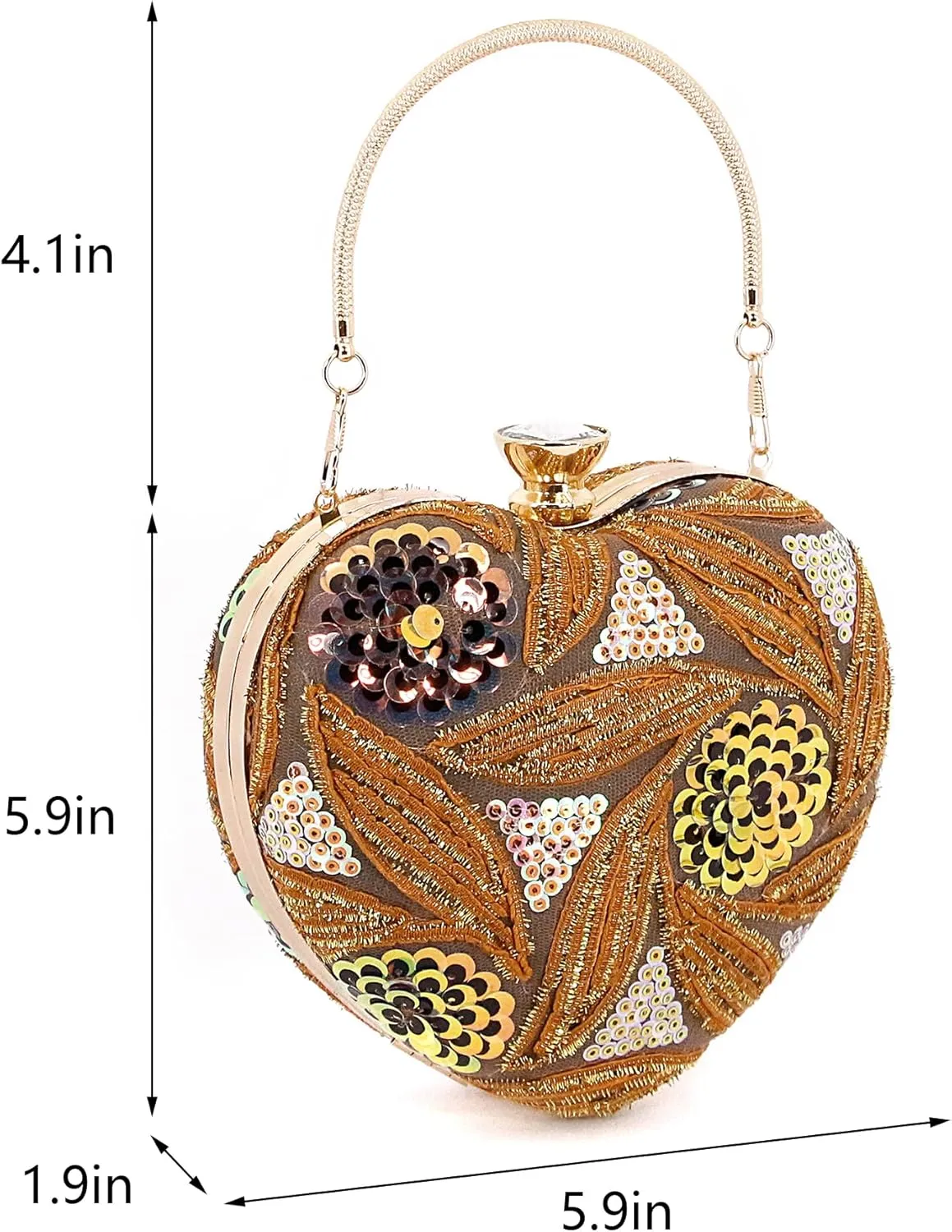 Naimo Womens Heart Bag Sequin Evening Bag Small Clutch Handbag Purse for Wedding Cocktail Party