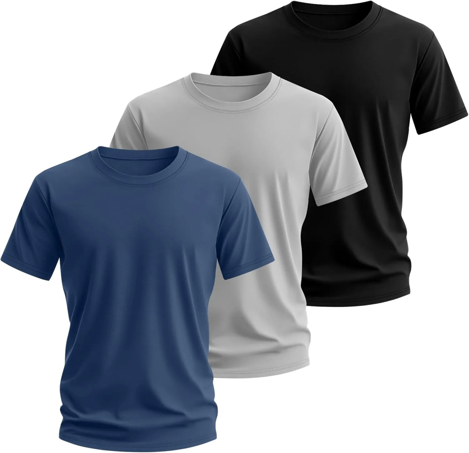 Neer 3 Pack Men's Round Neck T Shirts 95% Cotton M-7xl Big Tall Regular Tees Soft Short Sleeve 2025 Summer Basic Tops