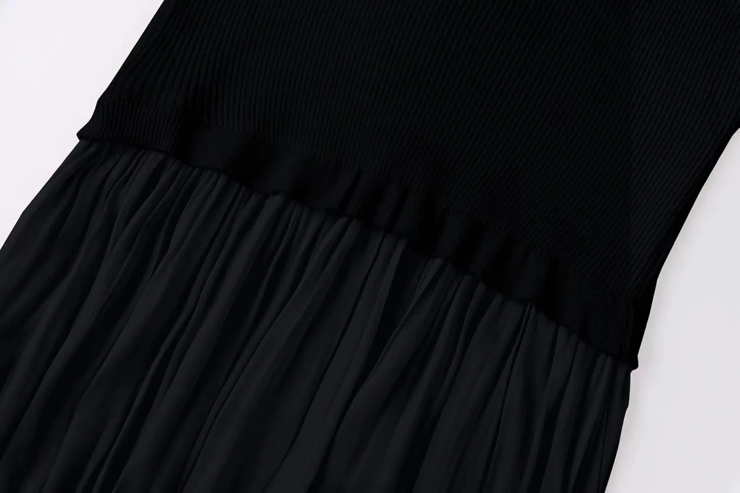 OLAPTA Women Mock Neck Patchwork Pleated Sweater Dress Short Sleeve Swing Knitted Solid Slim Fit Fashion Mini Dress Trendy