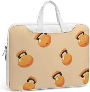 Orange Kettlebells Fitness Workout Leather Bag Laptop Case Slim Water Resistant Computer Bags with Handle Briefcase for Work