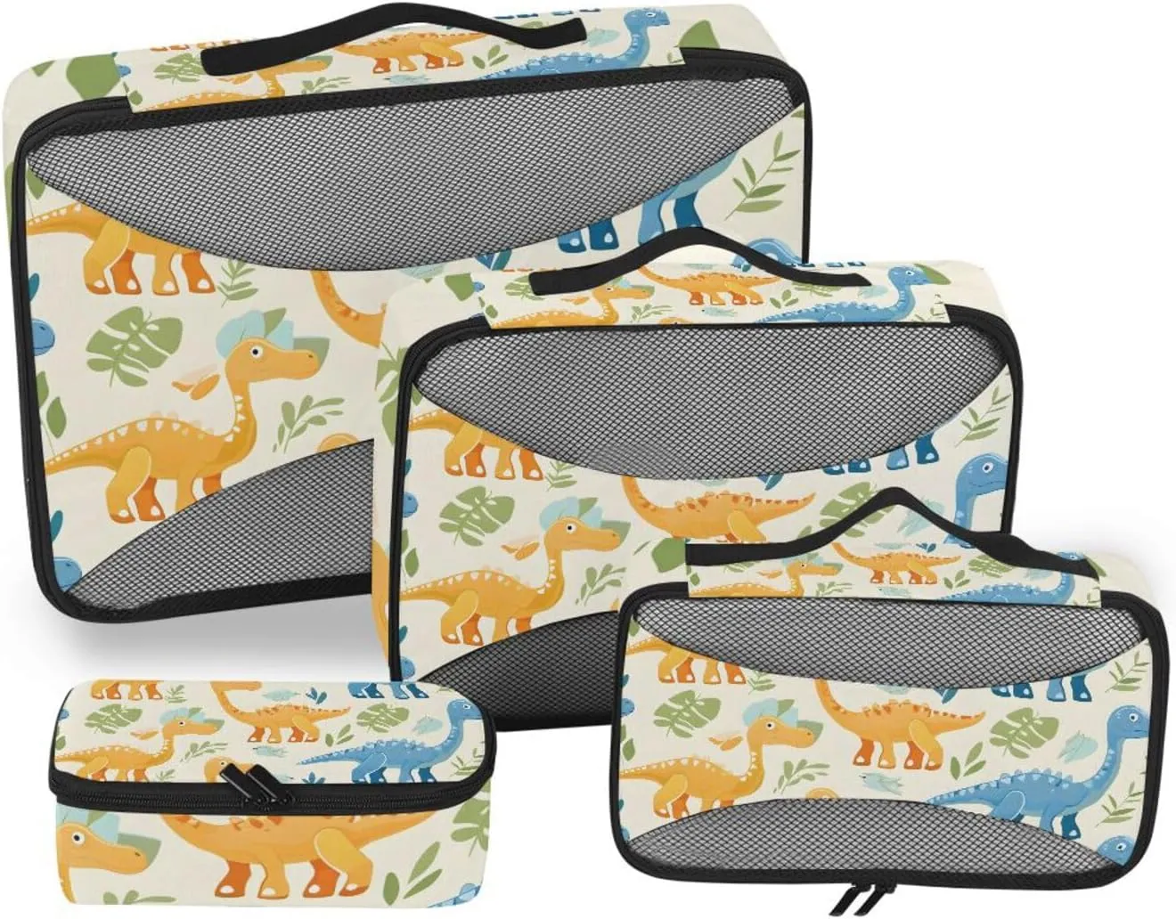 Packing Cubes for Travel 4 Set Dinosaur Cartoon Forest Animals Luggage Set Suitcase Organizer Bags Mesh Accessories Storage Pouch Toiletry Packing Cubes