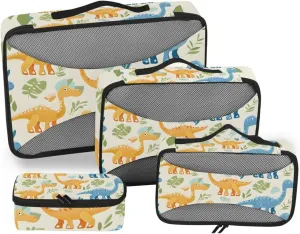 Packing Cubes for Travel 4 Set Dinosaur Cartoon Forest Animals Luggage Set Suitcase Organizer Bags Mesh Accessories Storage Pouch Toiletry Packing Cubes