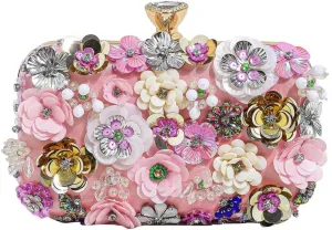 Party Clutches Fancy Floral Clutch Evening Bag Purses for Women Beaded Flower Clutch Purse Handbag Wedding Guest Dress