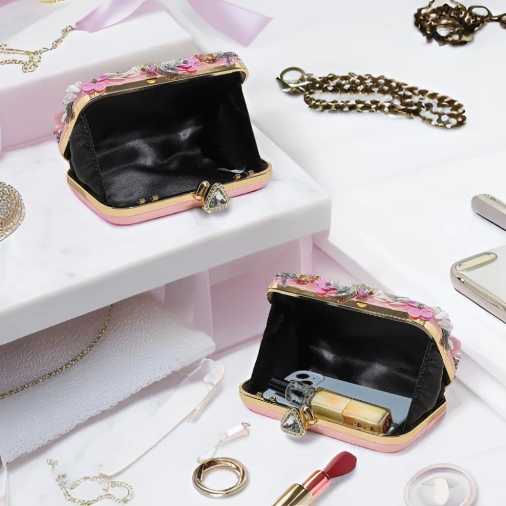Party Clutches Fancy Floral Clutch Evening Bag Purses for Women Beaded Flower Clutch Purse Handbag Wedding Guest Dress