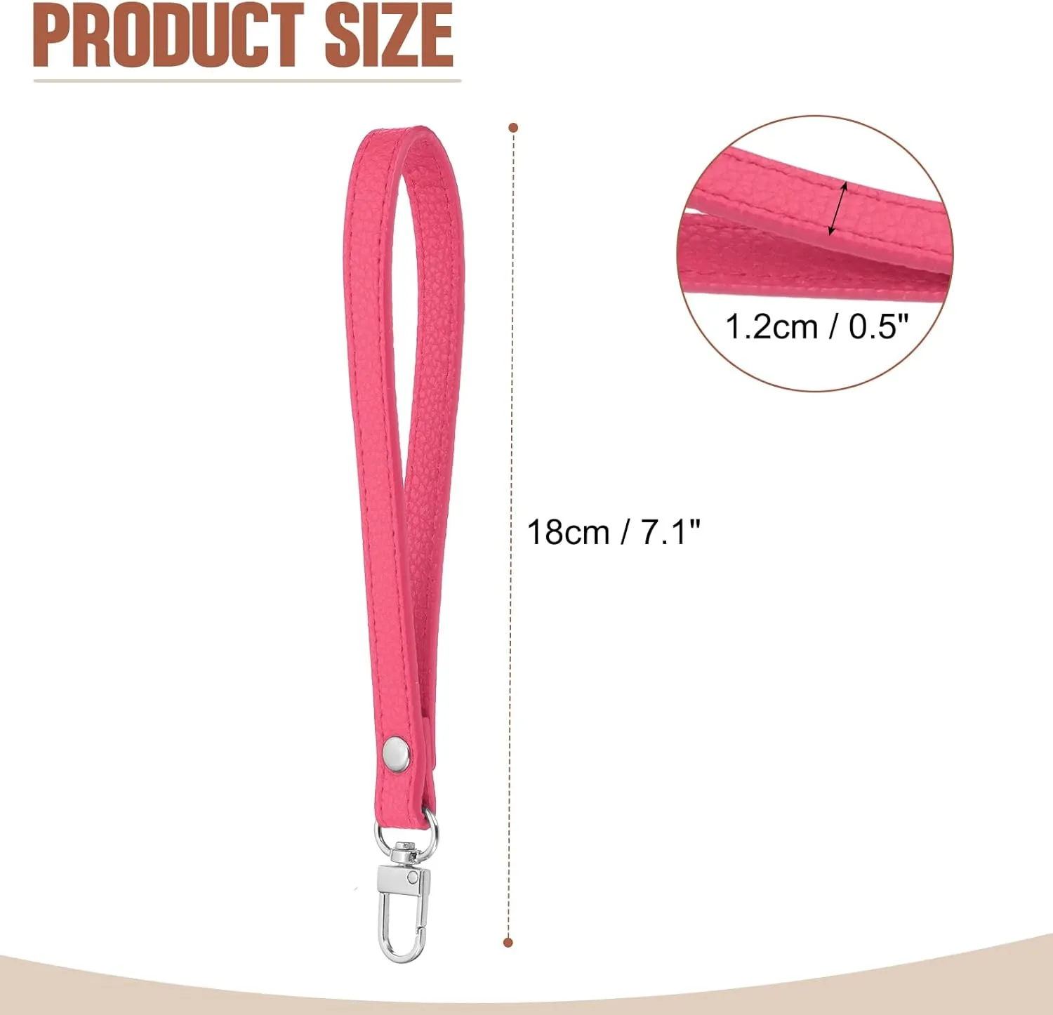 PATIKIL Leather Wristlet Strap, PU Leather Wristlet Keychain Strap Hand Wrist Lanyard Replacement for Women Wallet Clutch Purse Phone Car Key Handbags Accessory, Rose Red