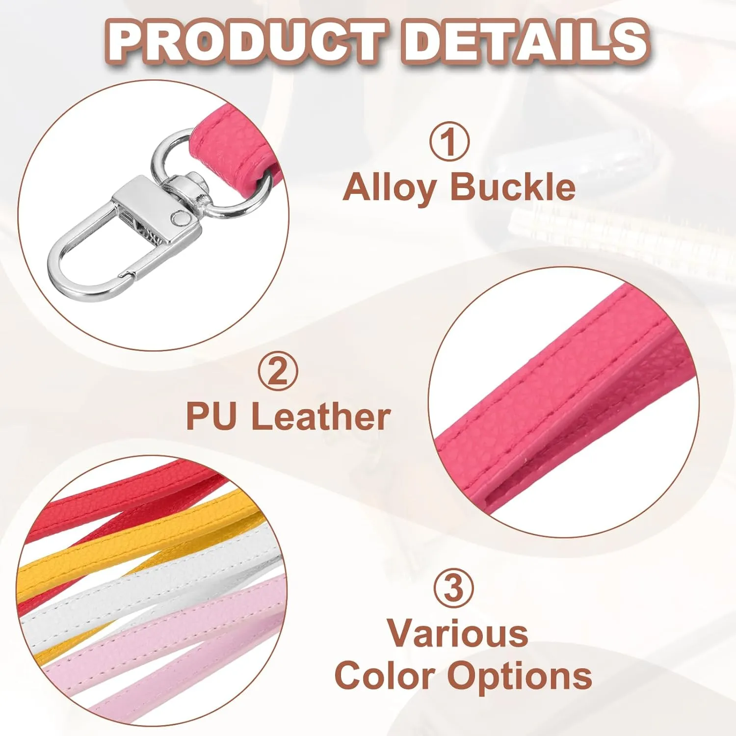 PATIKIL Leather Wristlet Strap, PU Leather Wristlet Keychain Strap Hand Wrist Lanyard Replacement for Women Wallet Clutch Purse Phone Car Key Handbags Accessory, Rose Red