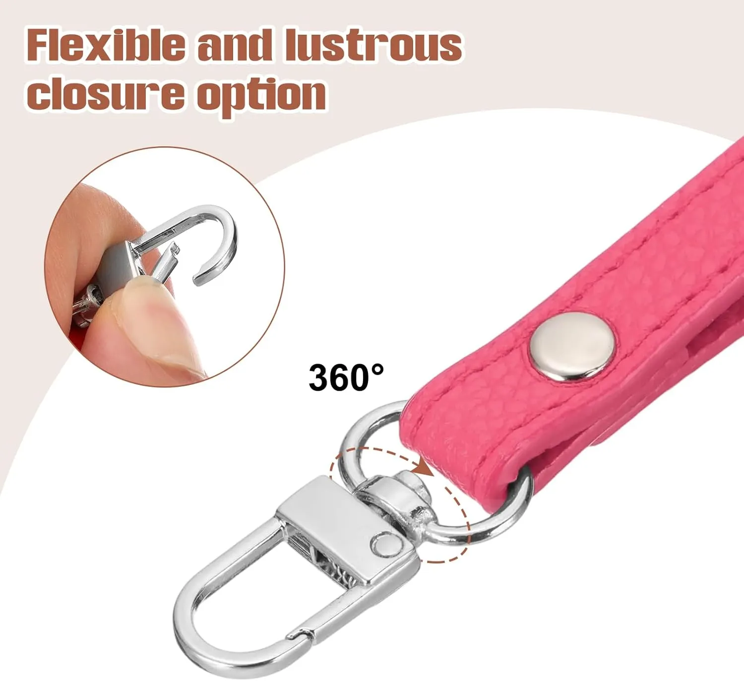 PATIKIL Leather Wristlet Strap, PU Leather Wristlet Keychain Strap Hand Wrist Lanyard Replacement for Women Wallet Clutch Purse Phone Car Key Handbags Accessory, Rose Red