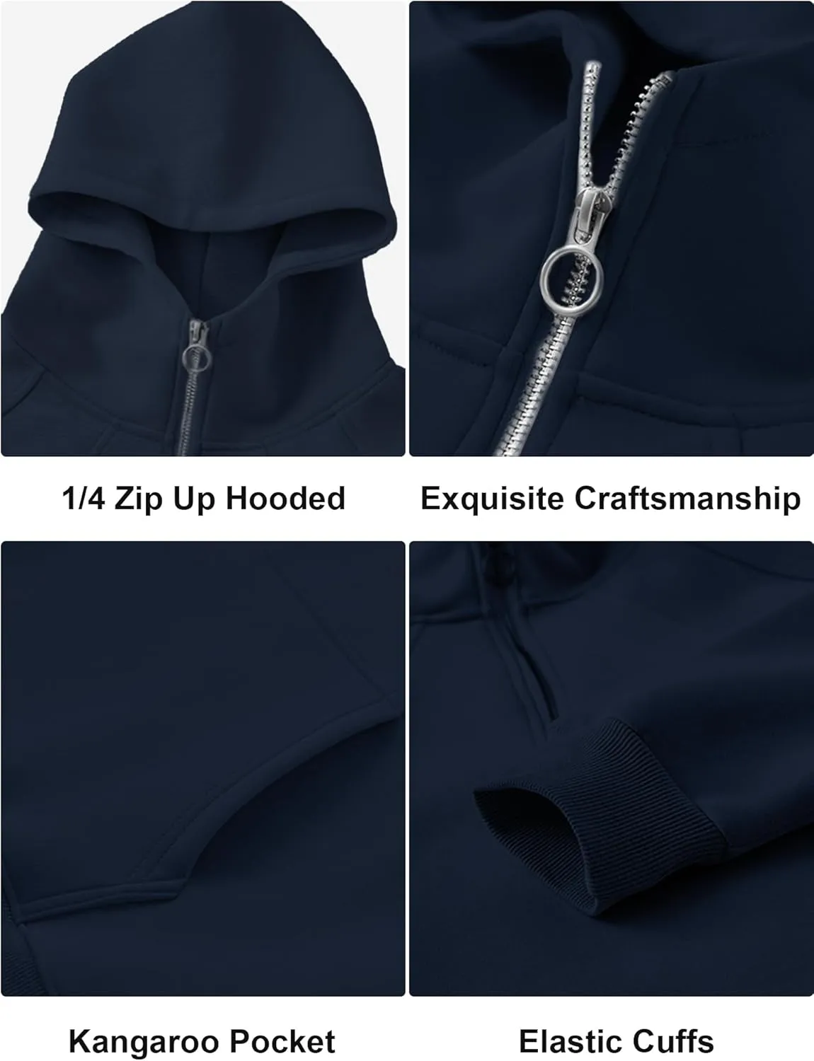 PLEPAN Quarter Zip Hoodies for Men Oversized Pullover Loose Fit Sweatshirt with Kangaroo Pocket