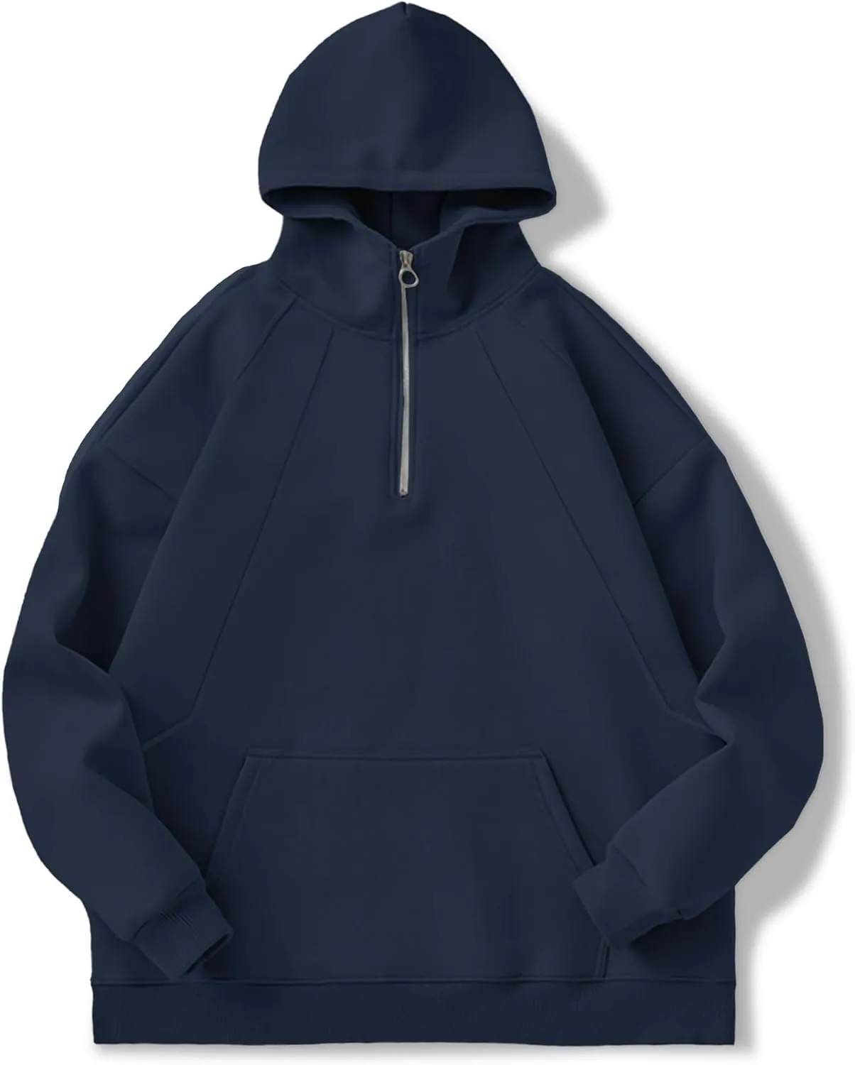 PLEPAN Quarter Zip Hoodies for Men Oversized Pullover Loose Fit Sweatshirt with Kangaroo Pocket