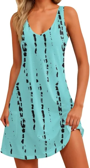 Plus Size Summer Dresses Sleeveless Midi Dresses for Women Loose Casual Summer Ethnic Style Cute