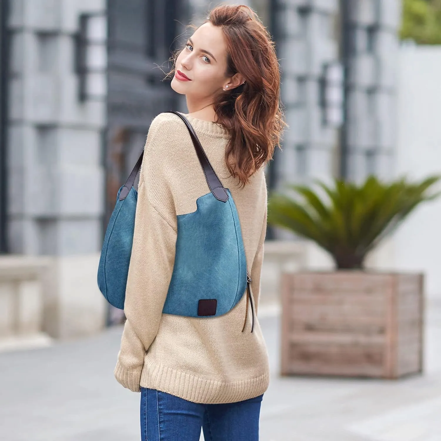 Popularity Women Canvas Shoulder Bags Ladies Canvas Handbag