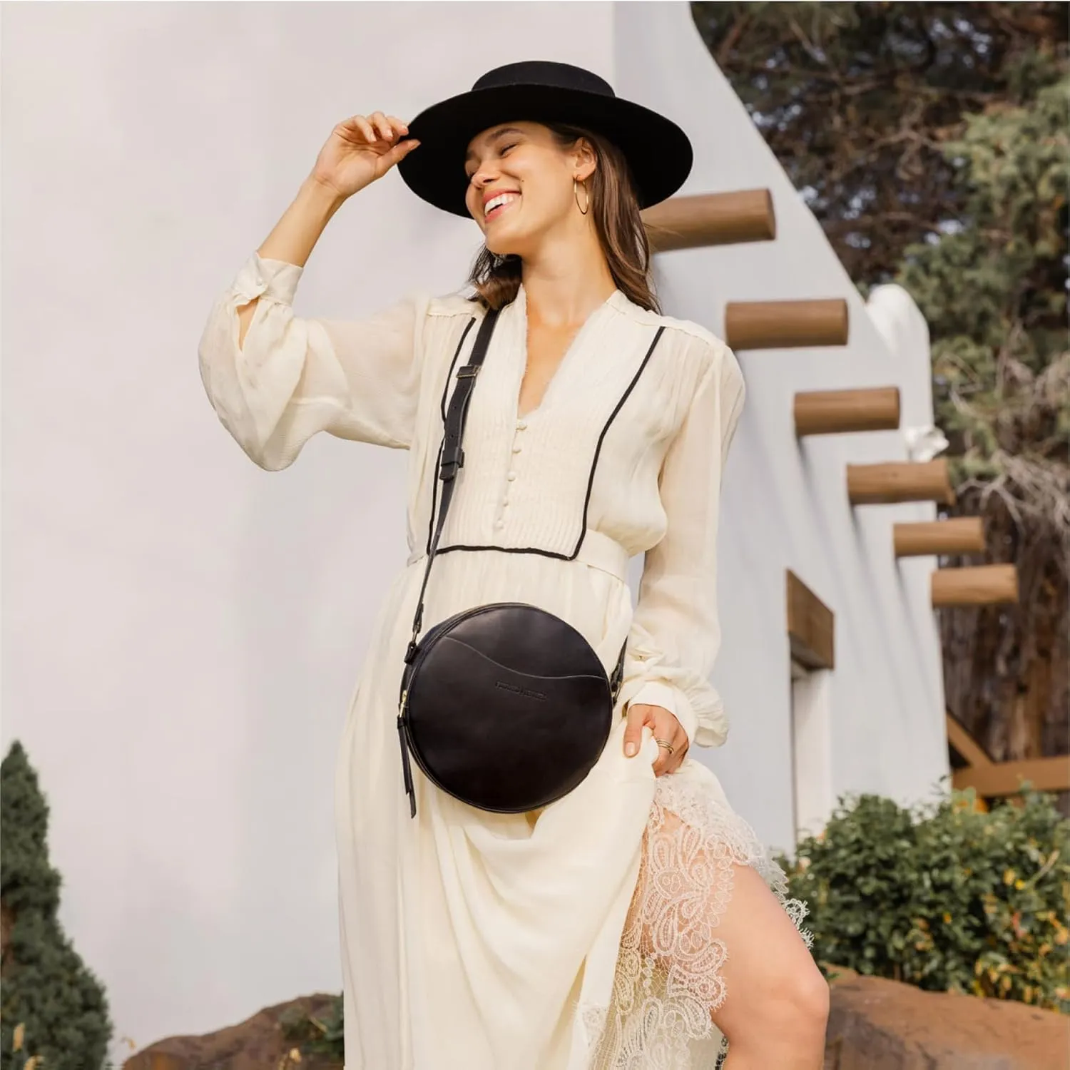 Portland Leather Goods Circle Crossbody Bag for Women  Handmade from the Finest Full-Grain Hides