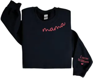 Premium Custom Embroidered Hoodie, Oversized Crewneck Sweatshirts Women, Gifts Mama Mothers Day- Size S to 4XL