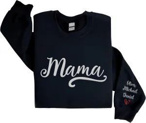 Premium Custom Embroidered Hoodie, Oversized Mama Crewneck Sweatshirts Women, Gifts For Mothers - Size S to 4XL
