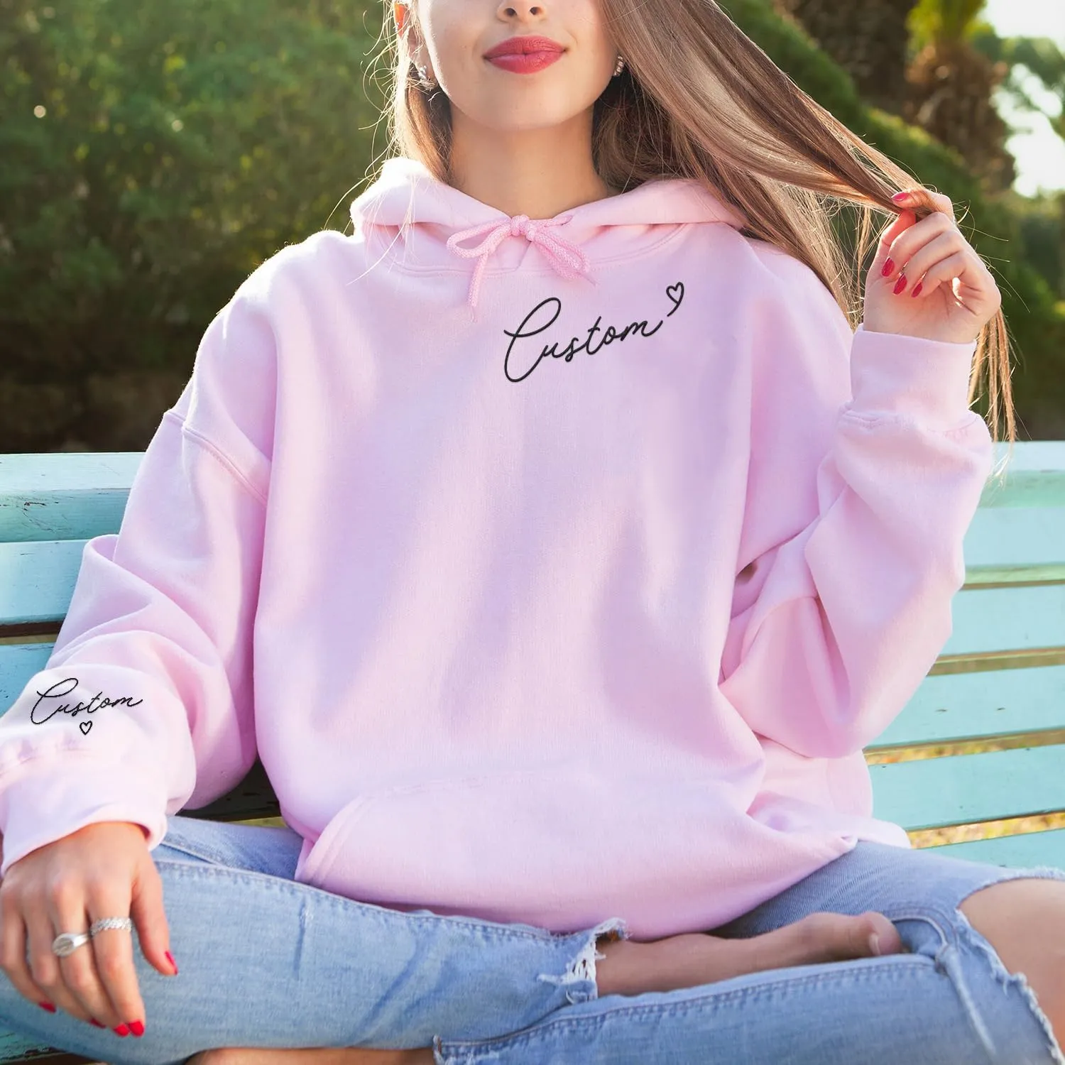 Premium Custom Text Embroidered Hoodie, Oversized Sweatshirts Women, Birthday Gifts Mothers Day- Size S to 4XL