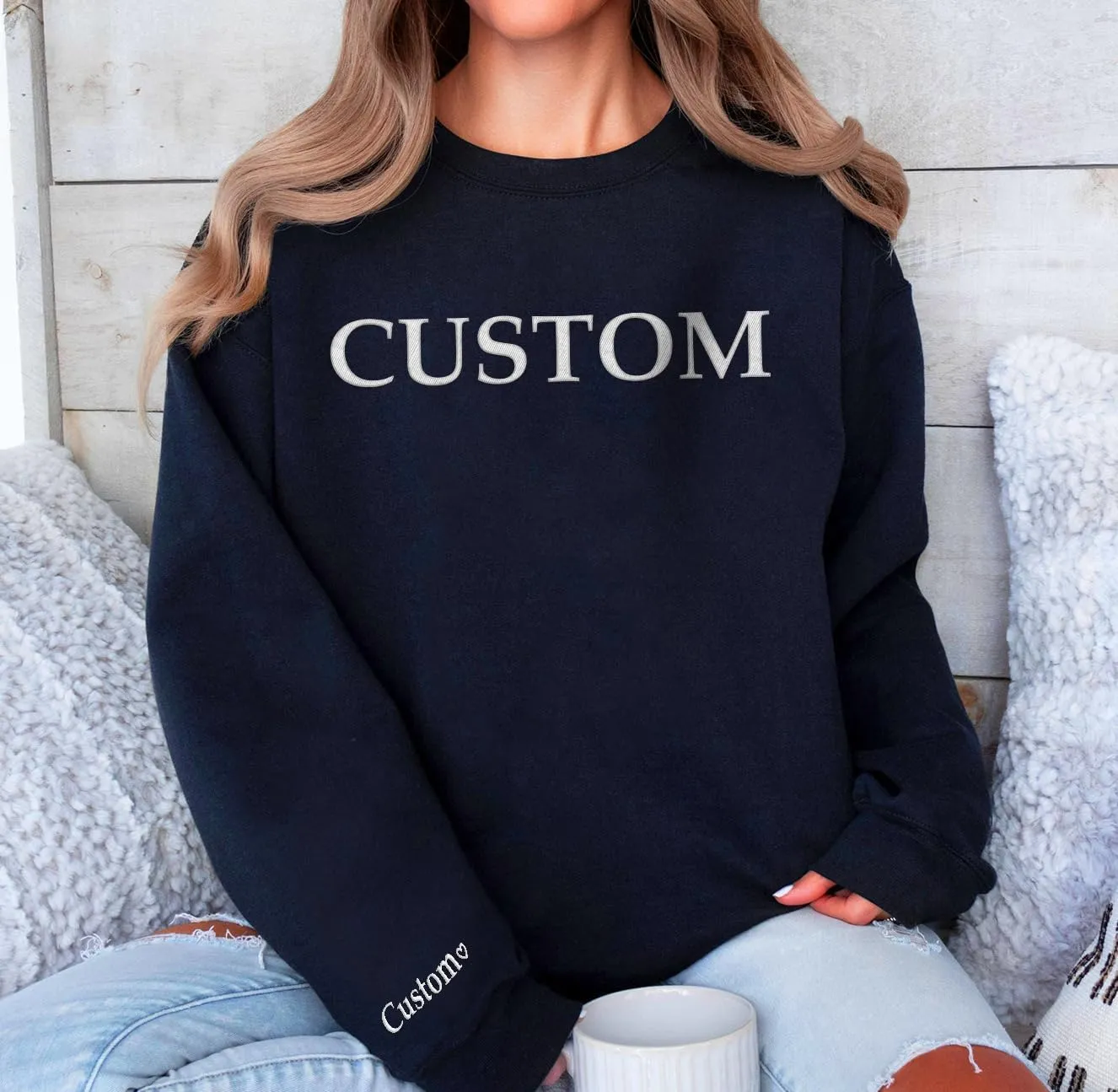Premium Custom Text Embroidered Hoodie, Oversized Sweatshirts Women, Birthday Gifts Mothers Day- Size S to 4XL